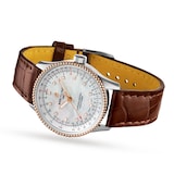 Pre-Owned Breitling Navitimer Automatic 35 Stainless Steel & 18k Red Gold Leather Strap Watch