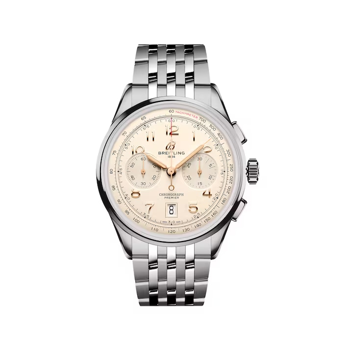 Premier B01 Chronograph 42mm Mens Watch Cream Stainless Stainless Steel