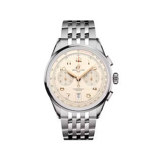 Pre-Owned Breitling Premier B01 Chronograph 42mm Mens Watch Cream Stainless Steel