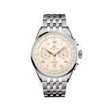 Pre-Owned Breitling Premier B01 Chronograph 42mm Mens Watch Cream Stainless Stainless Steel