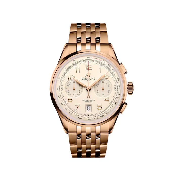 Premier B01 Chronograph 42mm Mens Watch Silver 18ct Rose Gold