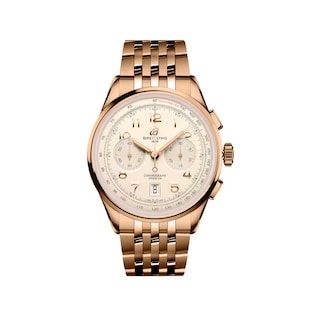Pre-Owned Breitling Premier B01 Chronograph 42mm Mens Watch Silver 18ct Rose Gold