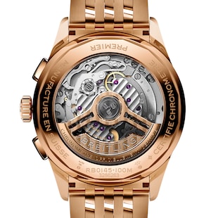 Pre-Owned Breitling Premier B01 Chronograph 42mm Mens Watch Silver 18ct Rose Gold