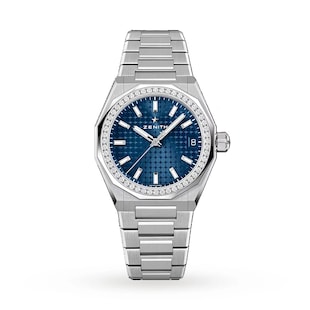 Pre-Owned Zenith Defy Skyline 36mm Steel and Diamonds Automatic Watch - Blue