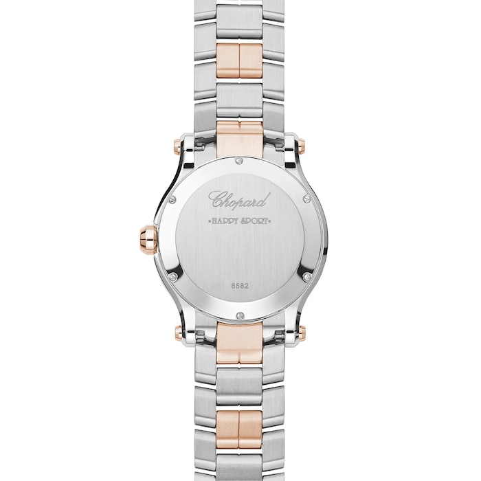 Pre-Owned Chopard Happy Sport 36 mm, quartz, ethical rose gold, stainless Stainless Steel, diamonds