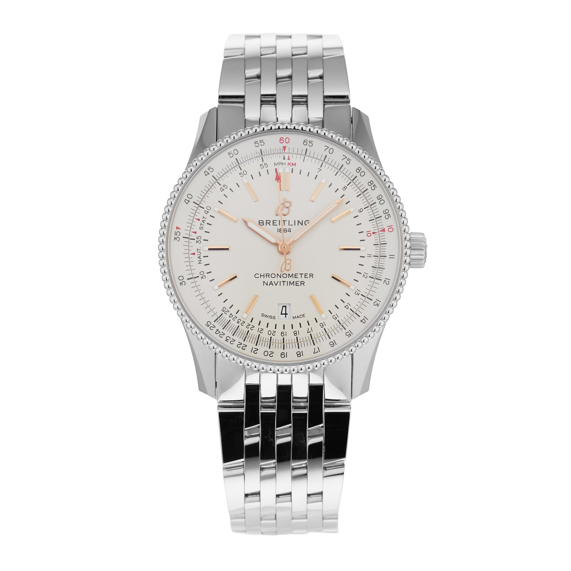 Pre-Owned Breitling Navitimer 41 Stainless Steel 41mm Automatic Mens Watch Pre-Owned Breitling Navitimer 41 Stainless Steel 41mm Automatic Mens Watch