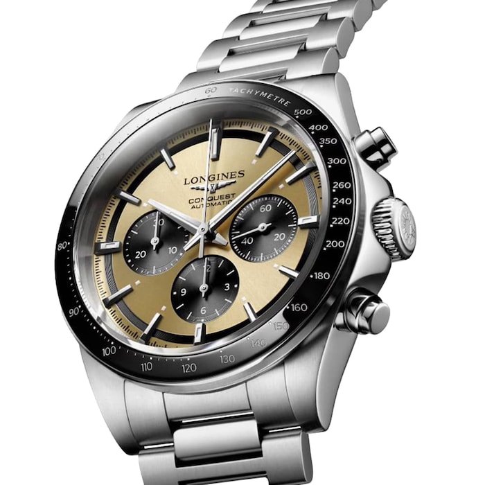 Pre-Owned Longines Conquest Chronograph 42mm Mens Watch Brown