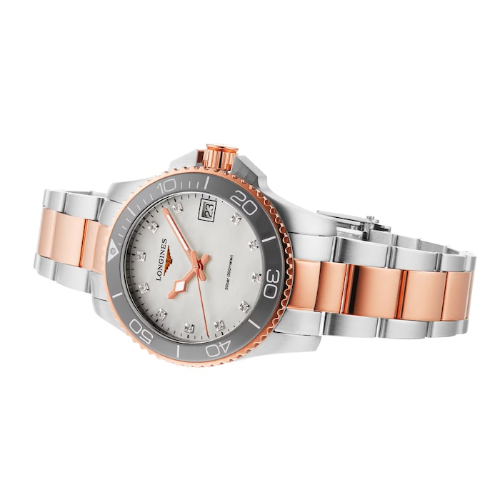 Pre-Owned Longines Hydroconquest 32mm Ladies Watch Mother Of Pearl Rose Exclusive to The Watches Of Switzerland Group