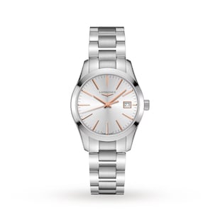 Pre-Owned Longines Conquest Classic 34mm Silver Dial Stainless Steel Ladies Watch