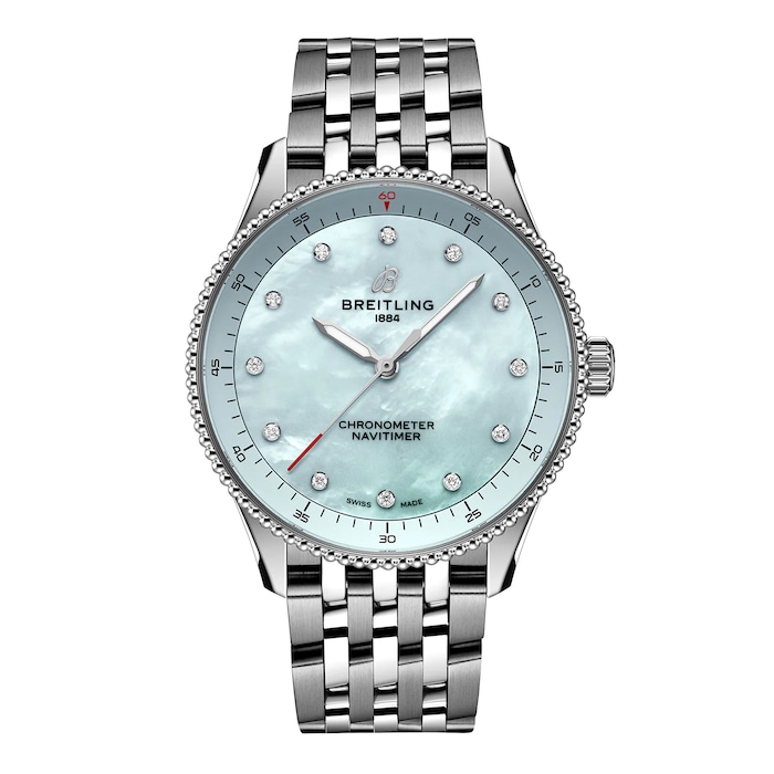 Pre-Owned Breitling Navitimer 32mm Ladies Watch Blue Mother Of Pearl