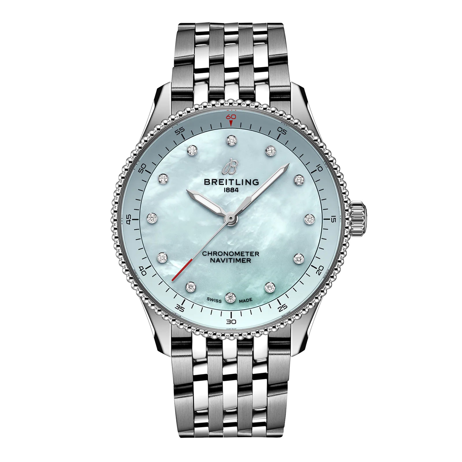 Pre-Owned Breitling Navitimer 32mm Quartz Ladies Watch Blue Mother Of Pearl Pre-Owned Breitling Navitimer 32mm Quartz Ladies Watch Blue Mother Of Pearl