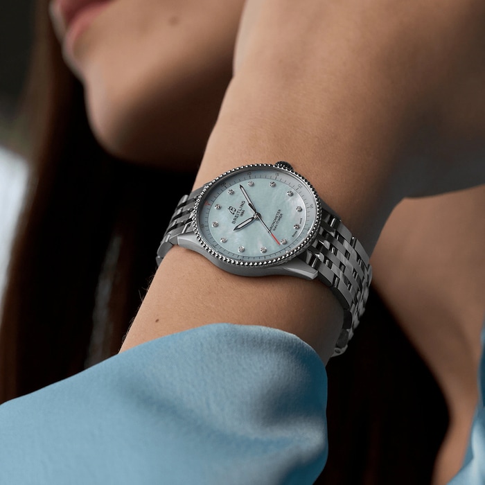 Pre-Owned Breitling Navitimer 32mm Ladies Watch Blue Mother Of Pearl