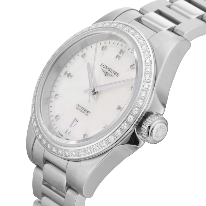 Pre-Owned Longines Conquest 30mm Ladies Watch Mother Of Pearl
