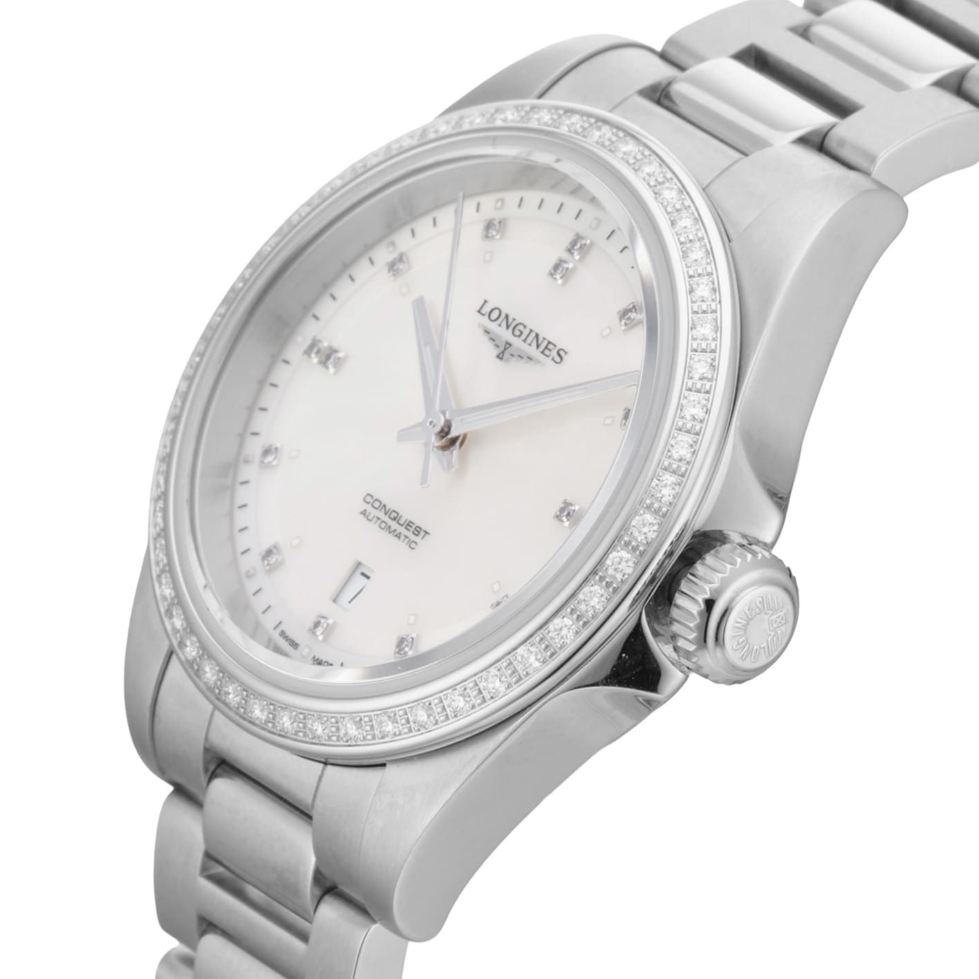 Pre-Owned Longines Conquest 30mm Ladies Watch Mother Of Pearl