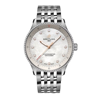 Pre-Owned Breitling Navitimer 32mm Ladies Watch White Mother Of Pearl