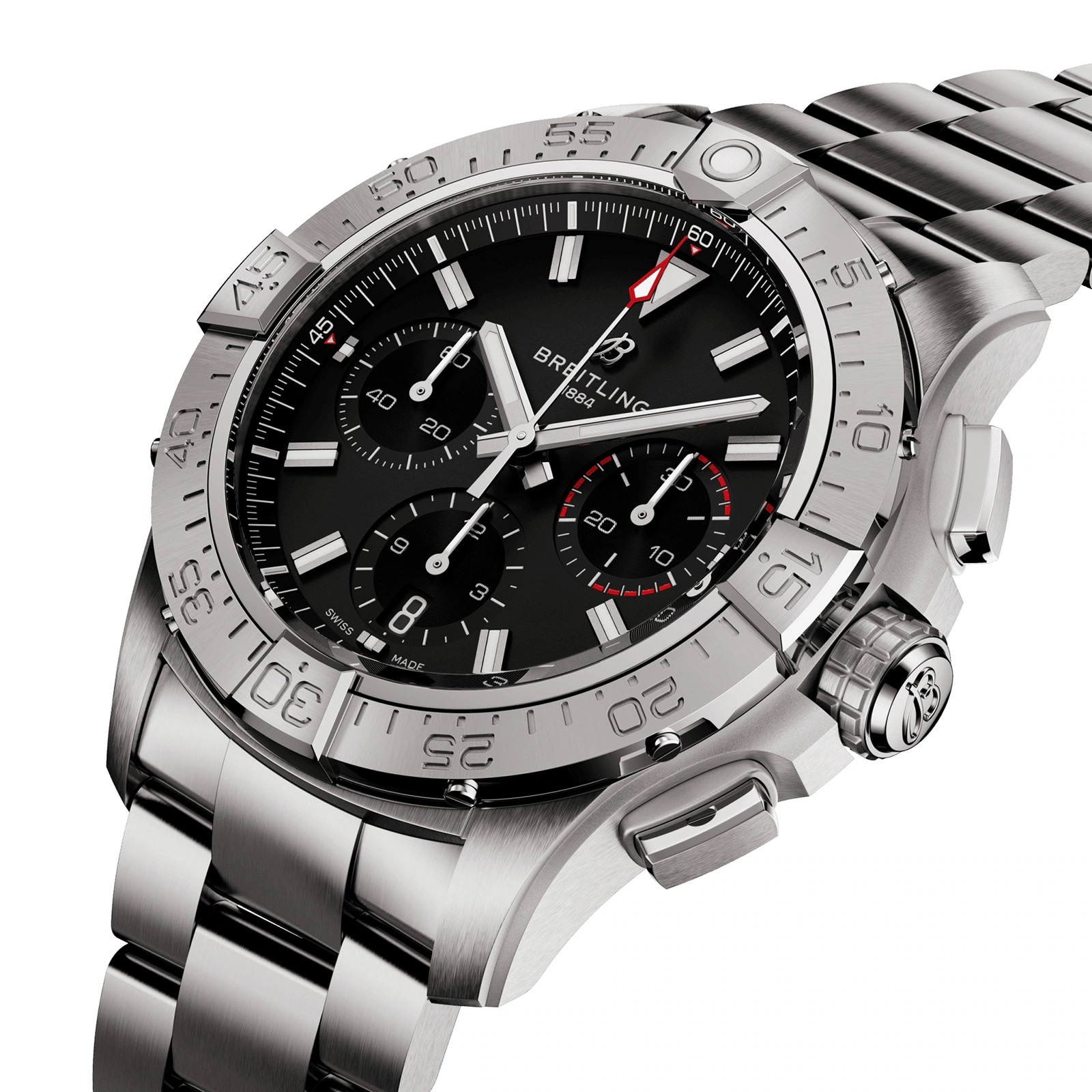 Ex-Display Breitling Avenger B01 Chronograph 42 Mens Watch Black Stainless Steel