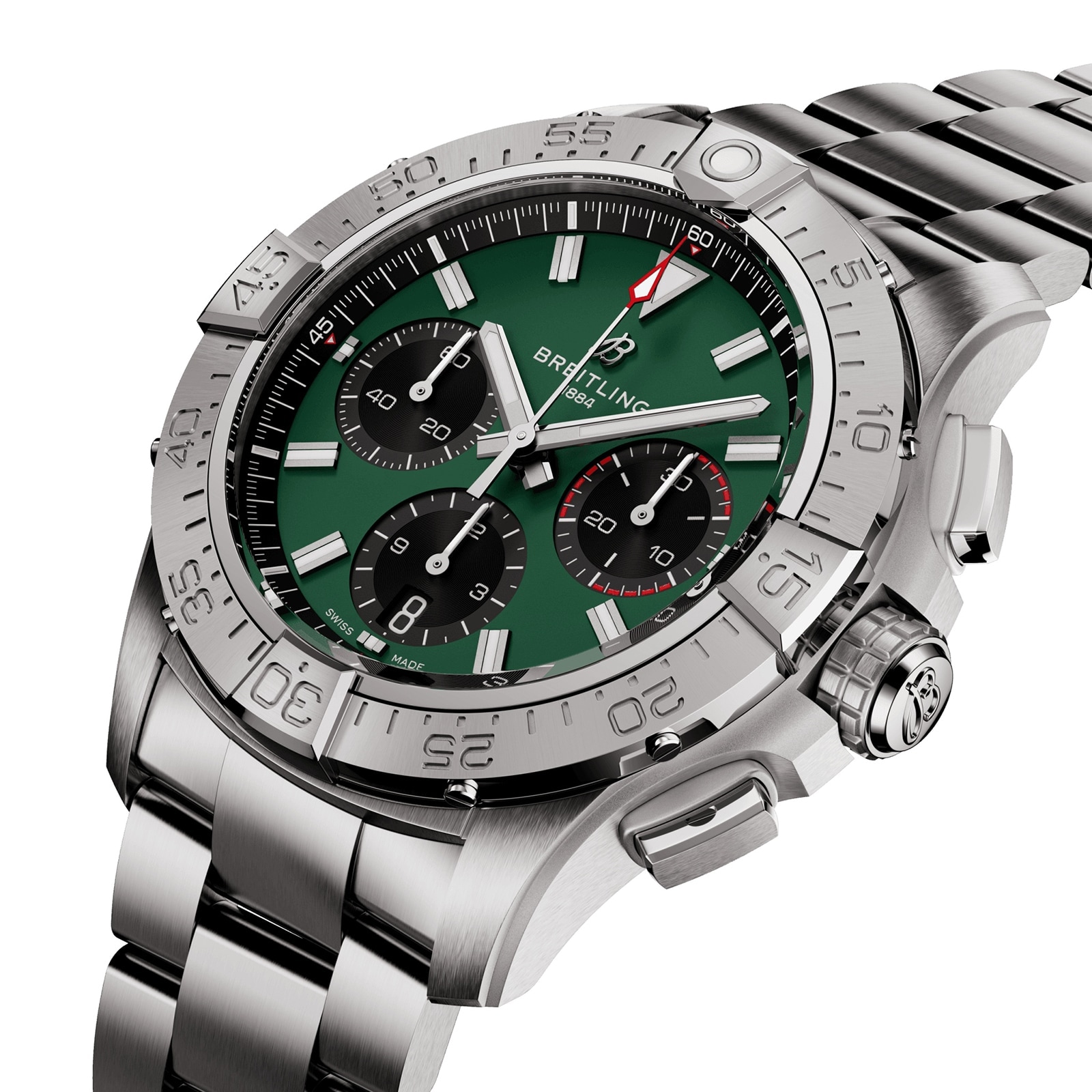 Ex-Display Breitling Avenger B01 Chronograph 42 Mens Watch Green Stainless Steel