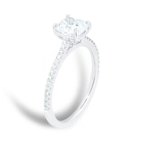 Mayors Platinum Cushion Cut Diamond Engagement Ring with Set Shoulders