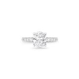 Mayors Platinum Oval Diamond Solitaire with Diamond Set Shoulders Engagement Ring