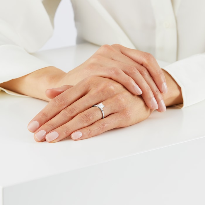 Mayors Platinum Princess Cut Diamond Engagement Ring