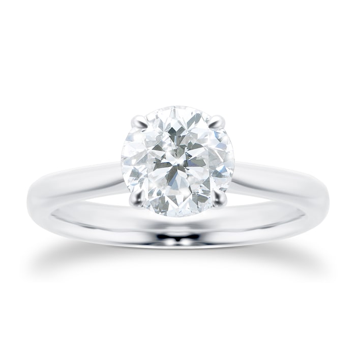 Mayors Platinum Round Diamond 4 Claw Engagement Ring