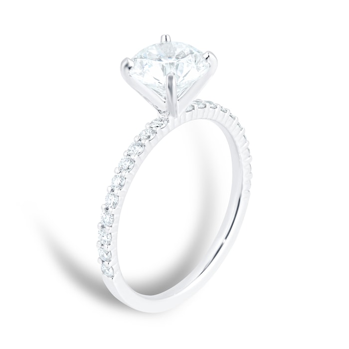 Mayors Platinum Round Diamond Engagement Ring with Shoulders