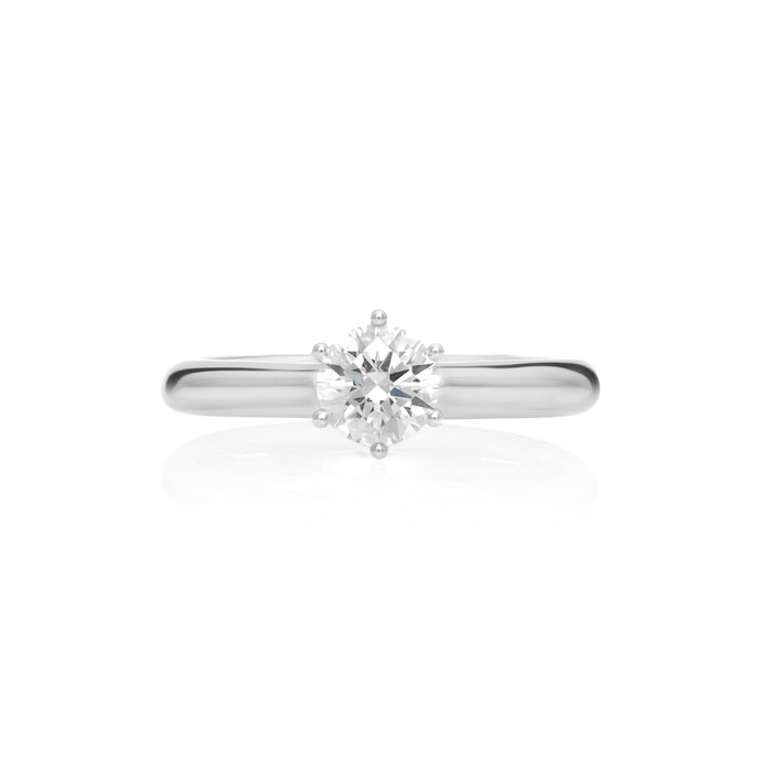 Mayors Platinum Round Diamond 6 Claw Engagement Ring