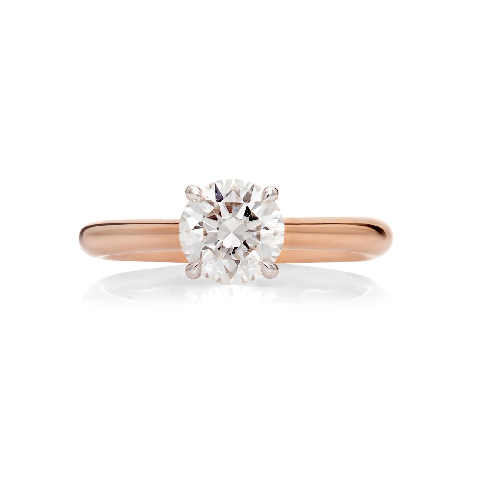 Mayors 18k Rose Gold Round Diamond Engagement Ring RoseGoldRound4Claw ...