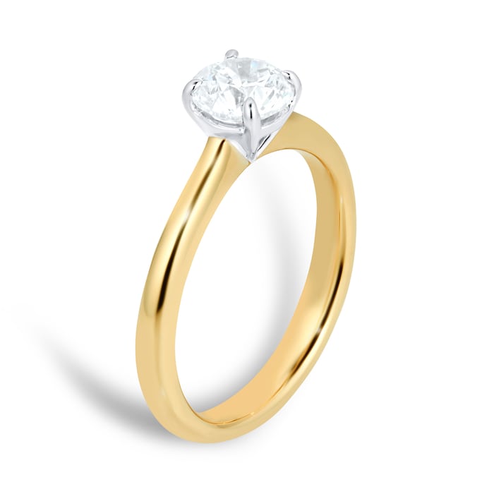 Mayors 18k Yellow Gold Round Diamond 4 Claw Engagement Ring