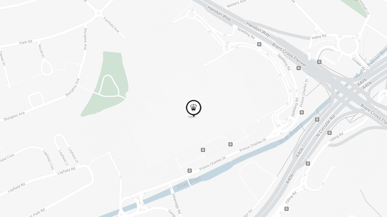 Map Showing Official Rolex Certified Pre-Owned Retailer - Brent Cross