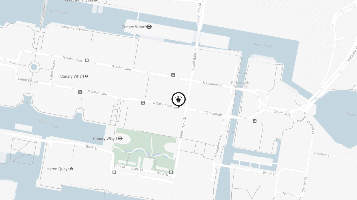 Map Showing Official Rolex Certified Pre-Owned Retailer - Canary Wharf