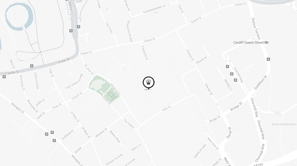 Map Showing Official Rolex Certified Pre-Owned Retailer - Cardiff