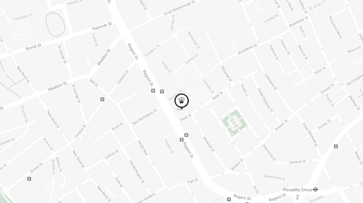 Map Showing Official Rolex Certified Pre-Owned Retailer - Regent Street