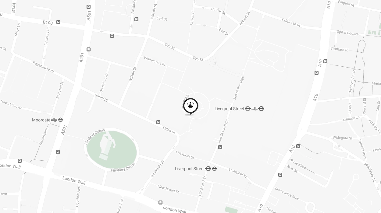 Map Showing Official Rolex Certified Pre-Owned Retailer - Broadgate