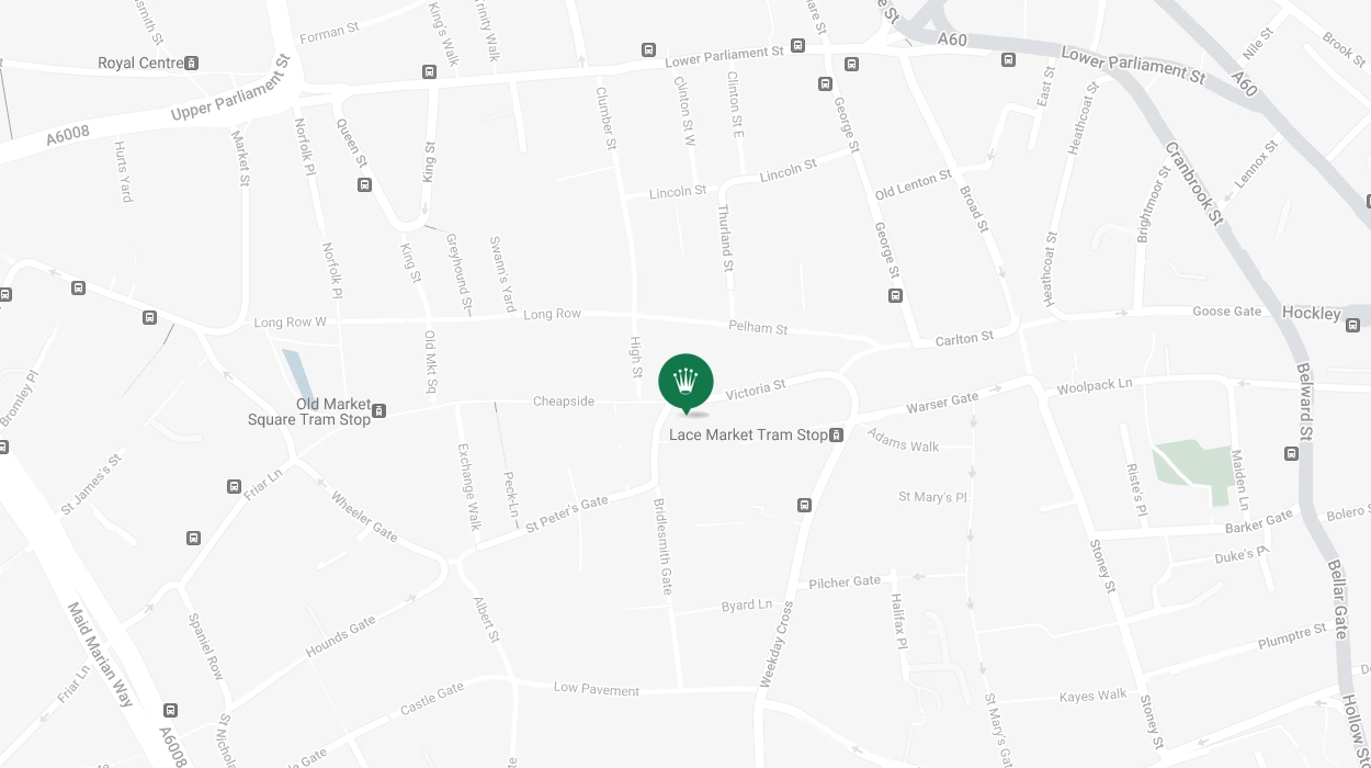 Map Showing Official Rolex Retailer - Nottingham