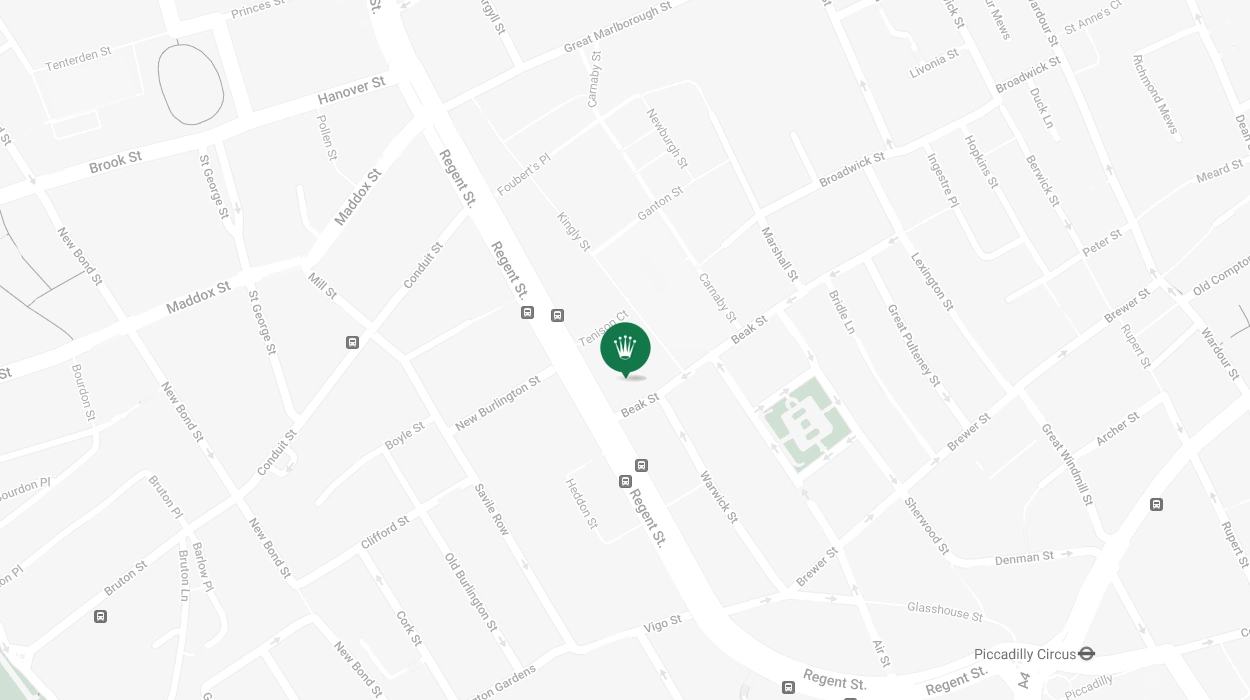 Map Showing Offical Rolex Retailer - Regent Street