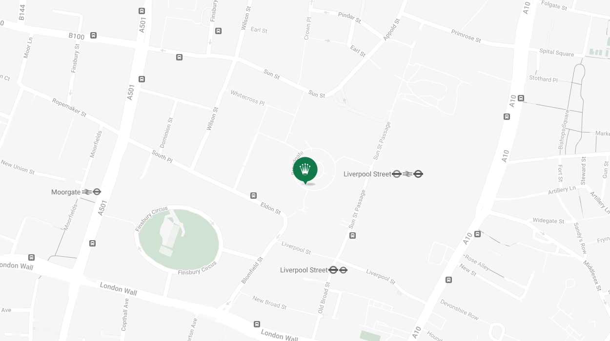Map Showing Offical Rolex Retailer - Broadgate