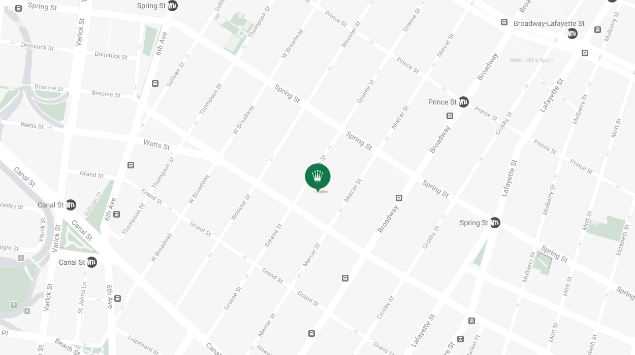 Map Showing Offical Rolex Jeweler - Soho