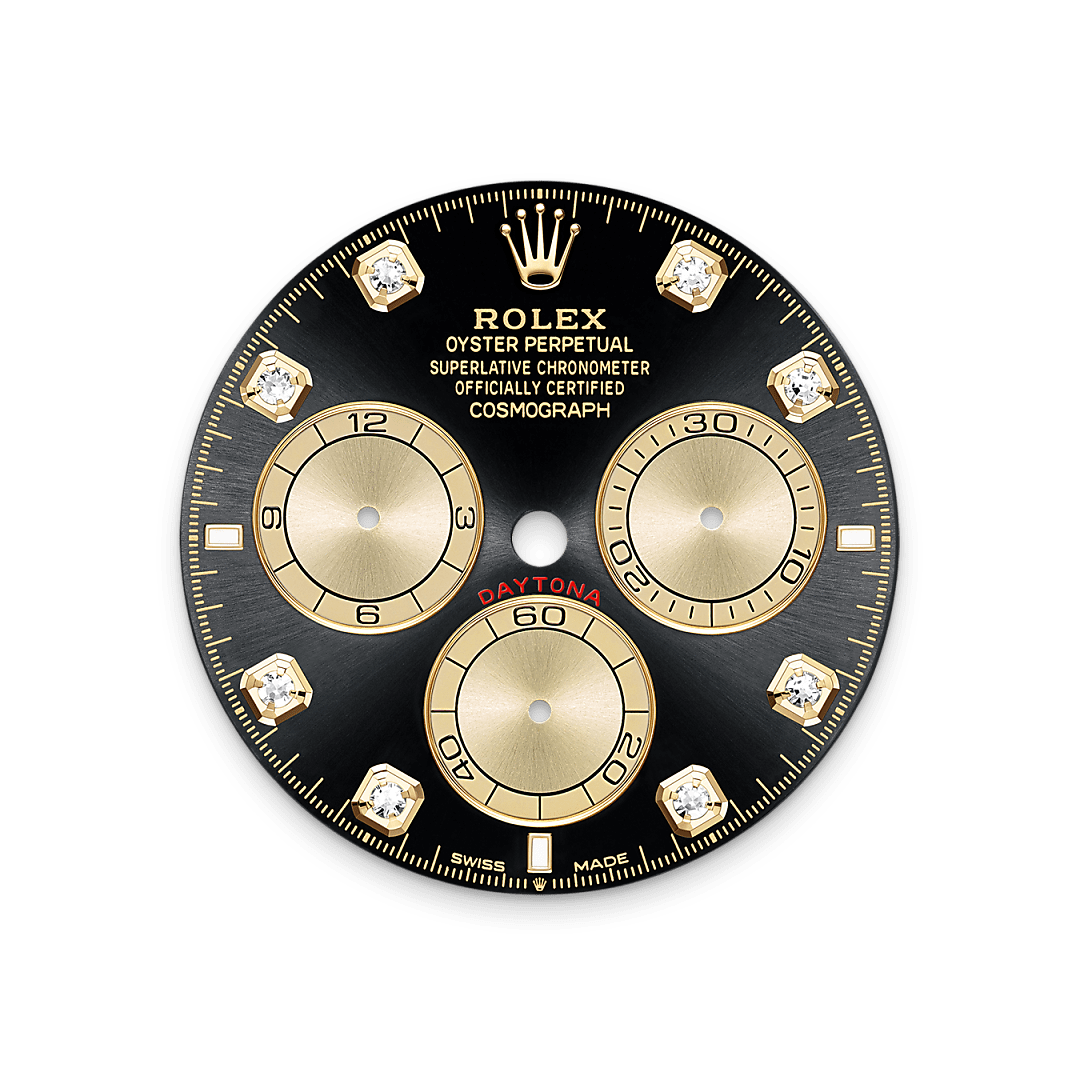 Bright black and golden dial