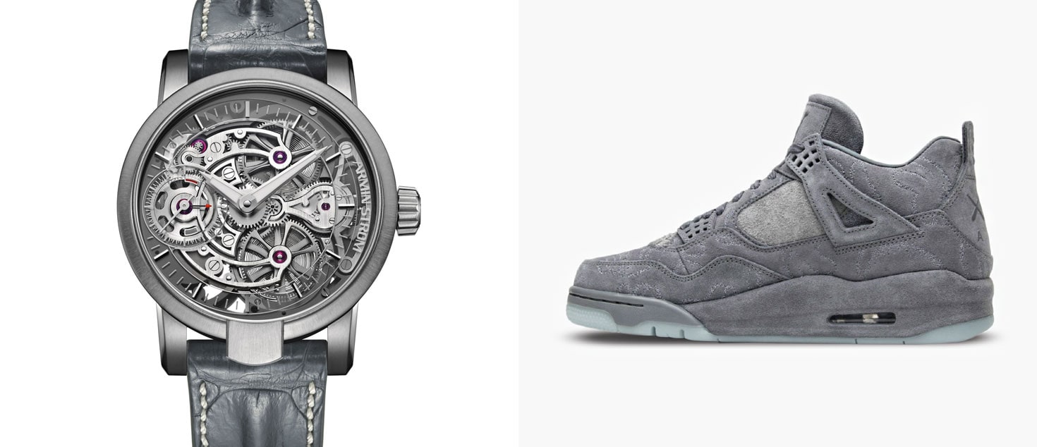 Armin Strom Skeleton Pure Sneaker Time Edition paired with KAWS x Air Jordan 4